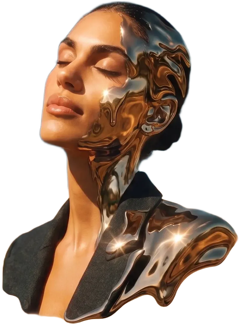 SOPHIE, half human and half sculpted chrome